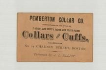 Pemberton Collar Co. 3, Perkins Collection 1850 to 1900 Advertising Cards